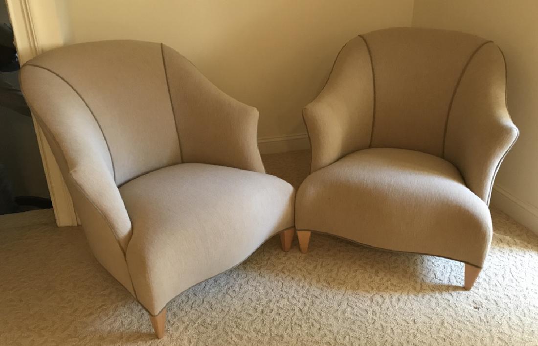 Pair Designer Custom Upholstered Deco Arm Chairs (1 of 12)