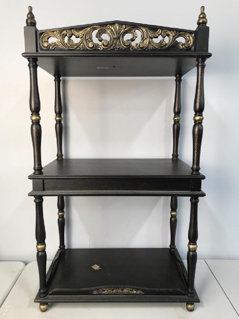 Black and Gold Painted Open three tier shelf (1 of 17)