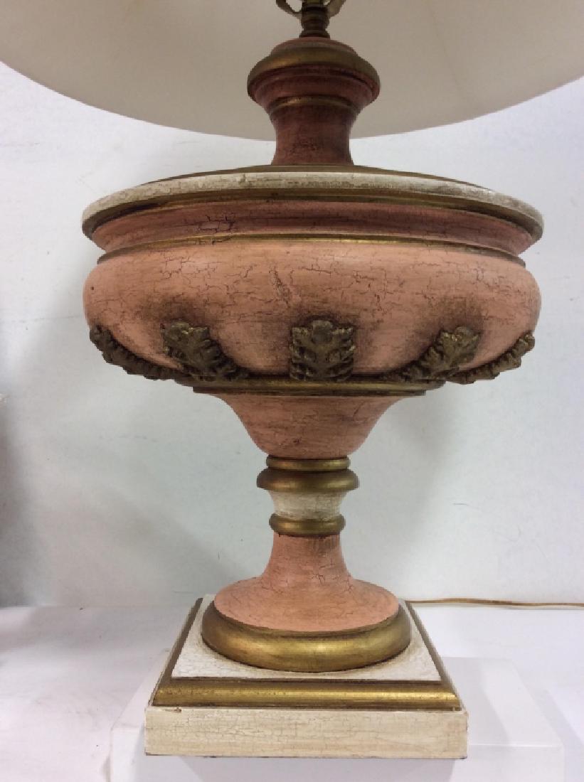 Pink and Gold Toned Carved Wood Table Lamp (1 of 6)
