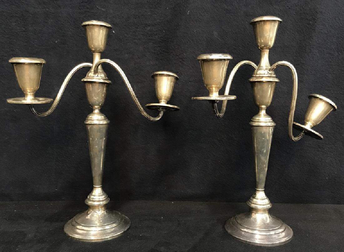 Pair Newport Sterling Three Armed Candlesticks (1 of 9)
