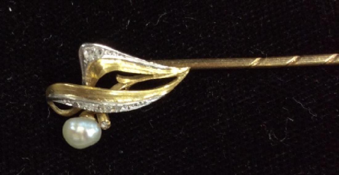 Art Nouveau 18kt Diamond Calla Lilly Stick Pin (1 of 8)