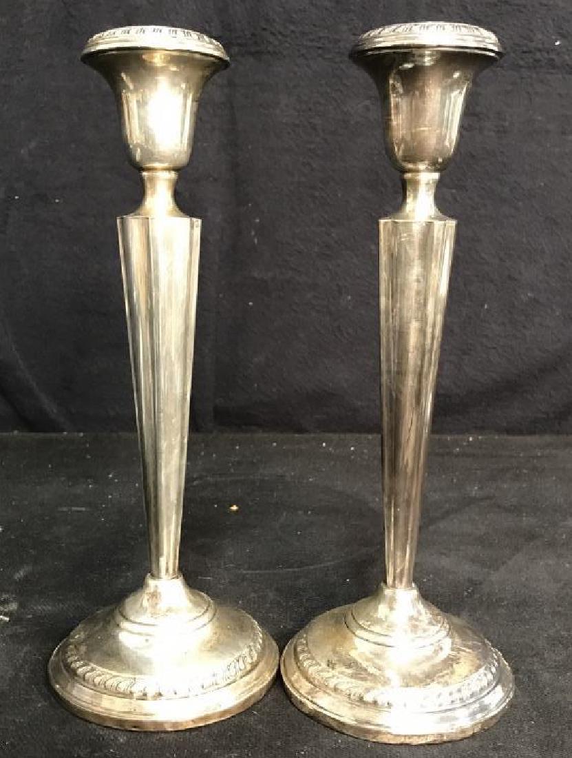 Pair Antique Sterling Silver Candlesticks (1 of 14)