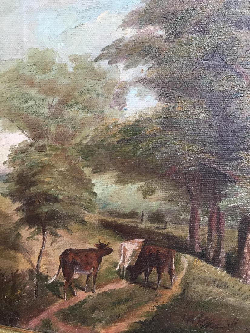 Framed Oil On Canvas Cows On Country Lane (1 of 14)