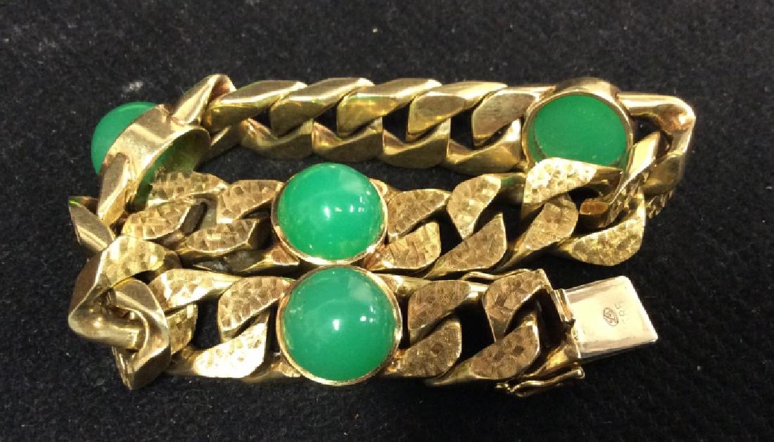 Gold Curb Bracelet with Cabachon Crysophrases (1 of 11)
