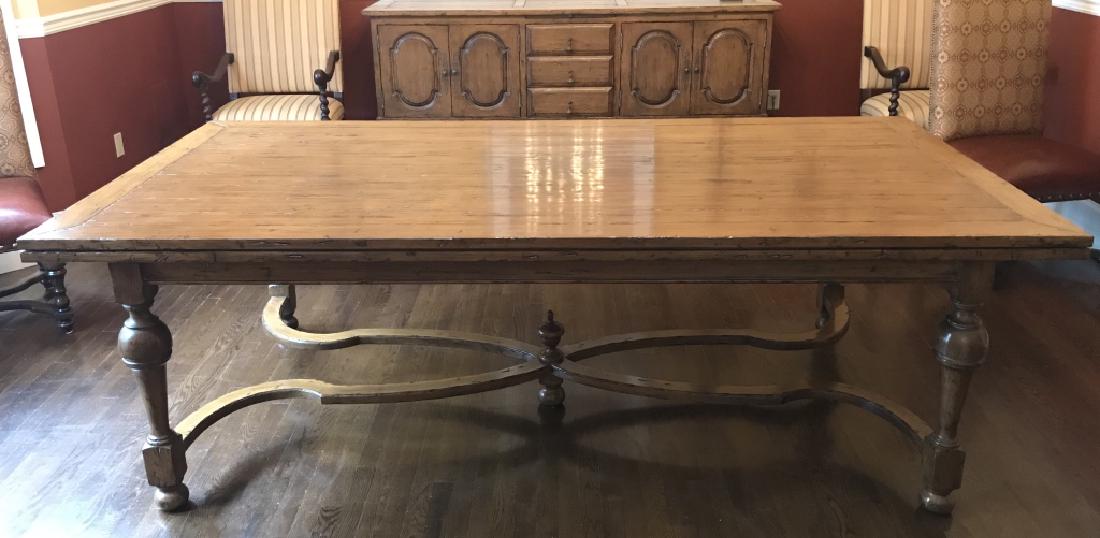 Wooden Plank Top Dining Table W Turned Legs (1 of 13)