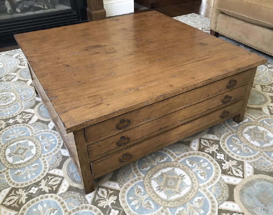 Oak Toned Wooden Coffee Table W Long Drawers (1 of 11)