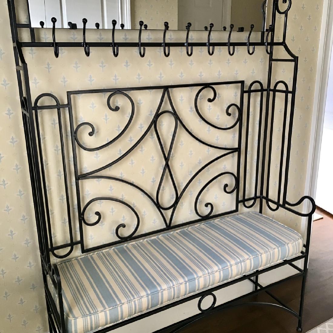 Metal Iron Hall Bench W Coat Hooks And Top Shelf (1 of 10)