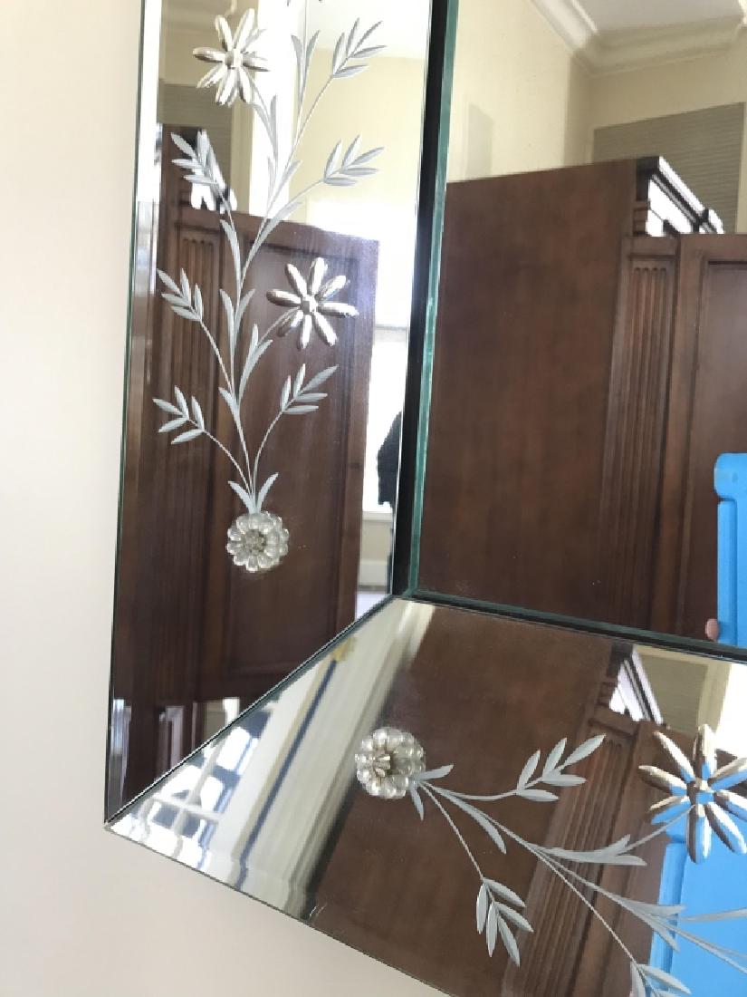 Floral And Leaf Etched Rectangular Wall Mirror (1 of 10)