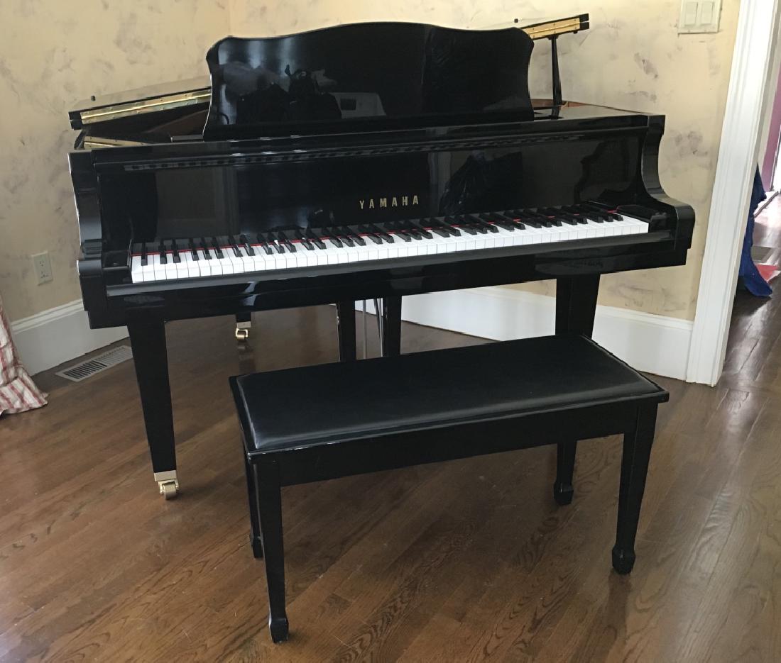 Yamaha Black Lacquer Baby Grand Piano And Bench
