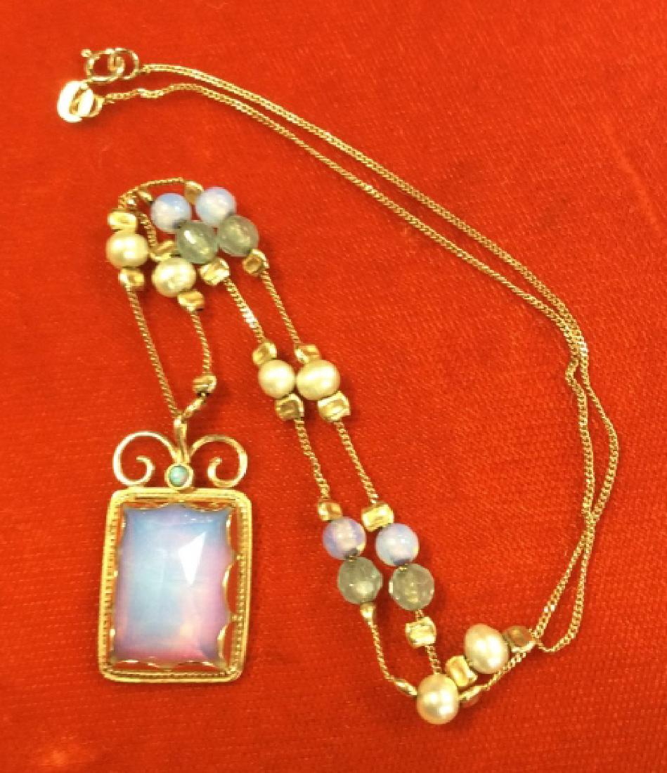 14k Gold Pearl Opal Pearl Pendant Necklace (1 of 10)