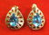 Pair 14k Gold Earrings w Blue Spinel