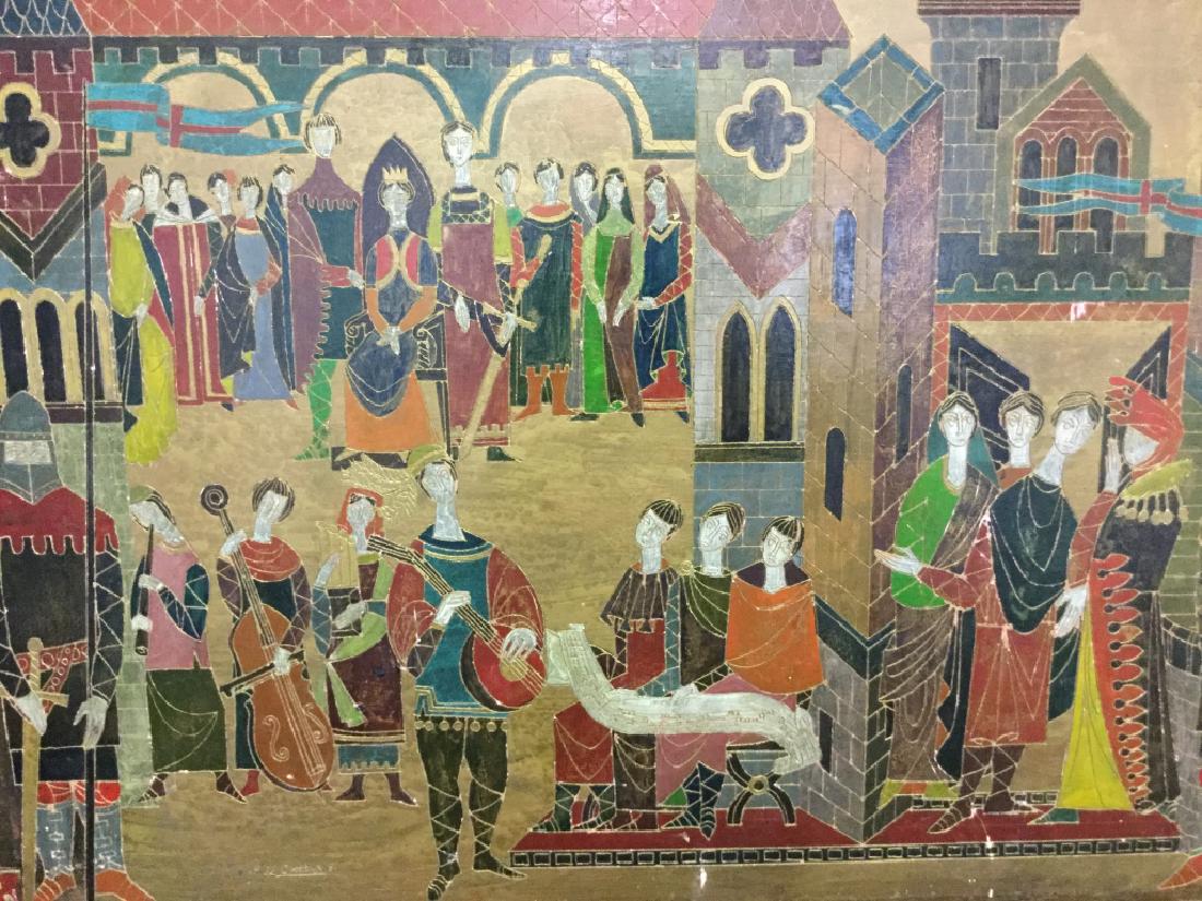 VP DE CAYEUX 1961 Signed Incised Painted Panel Art (1 of 16)