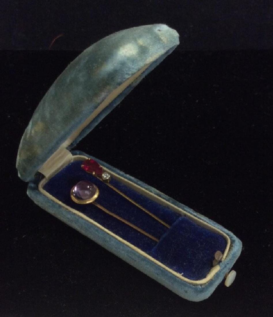 Lot 2 Estate 14k Gold Ruby/Diamond Stick Pins (1 of 9)