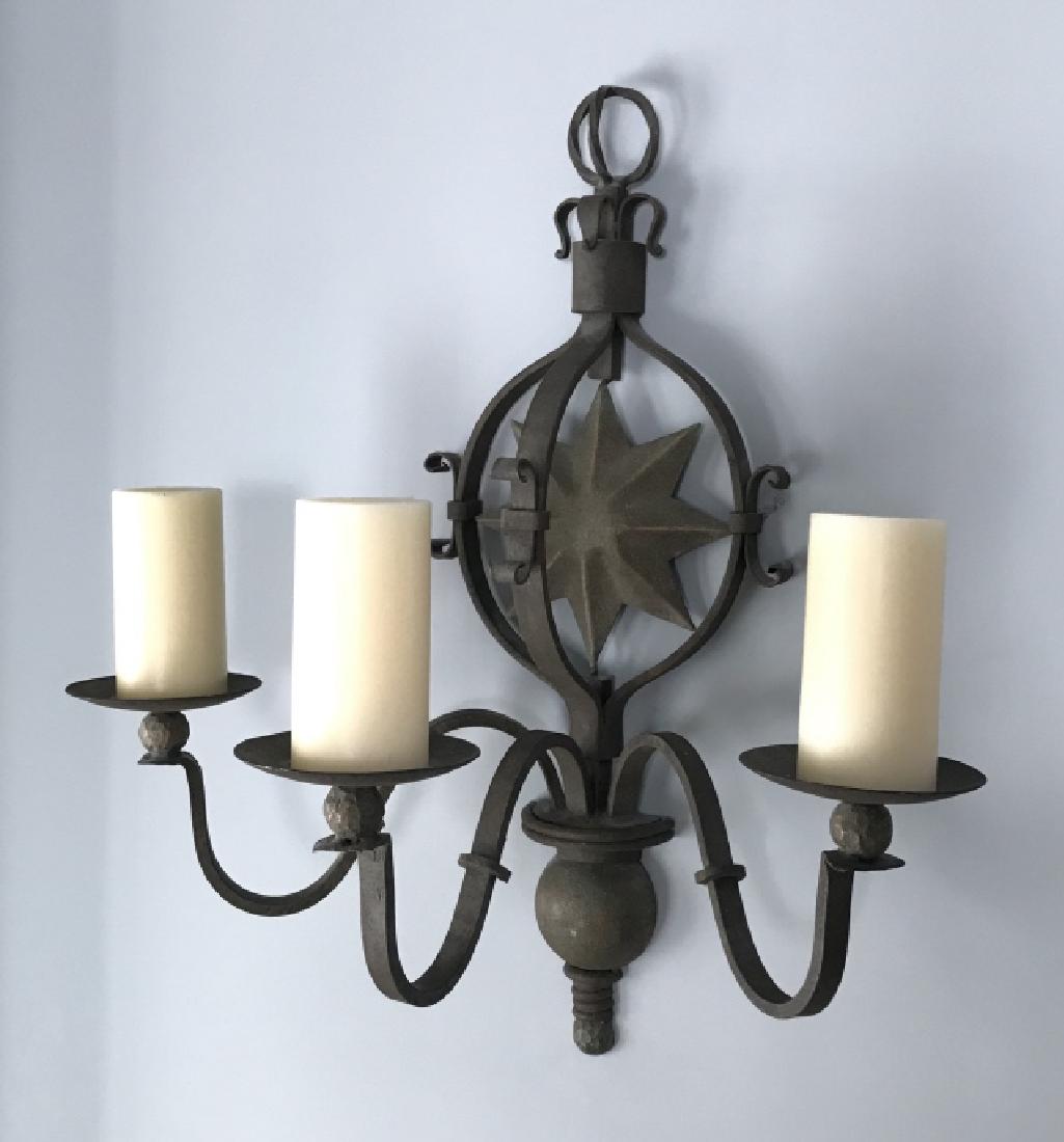 Pair Of Iron Gothic Style Candelabra Wall Sconces (1 of 9)