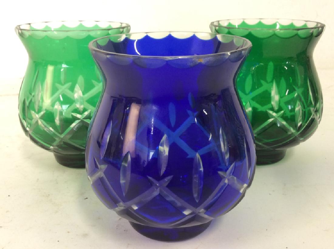 Lot 3 Bohemian Glass Candle Holders (1 of 8)