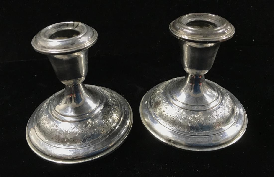 Pair Of Etched S Kirk & Son Sterling Candlesticks (1 of 9)