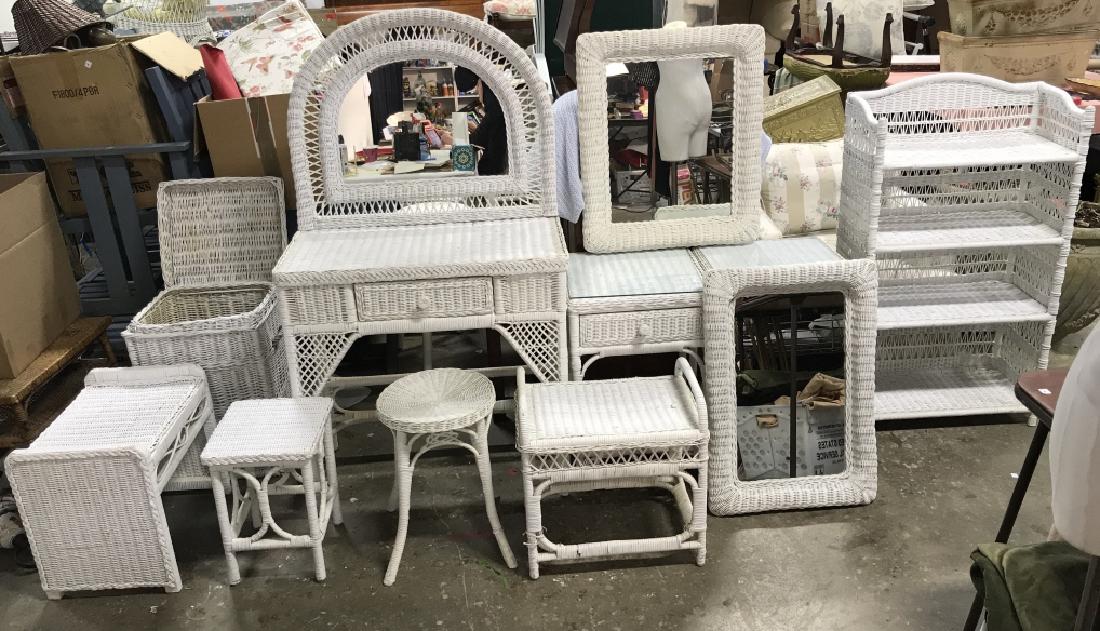 Lot 11 White Toned Wicker Furniture Set (1 of 10)