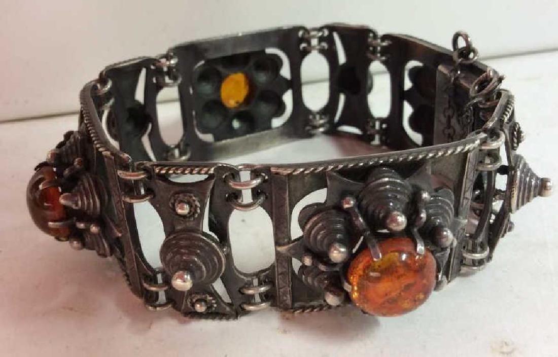 ALUPE Sterling Silver Bracelet W Amber Details (1 of 12)