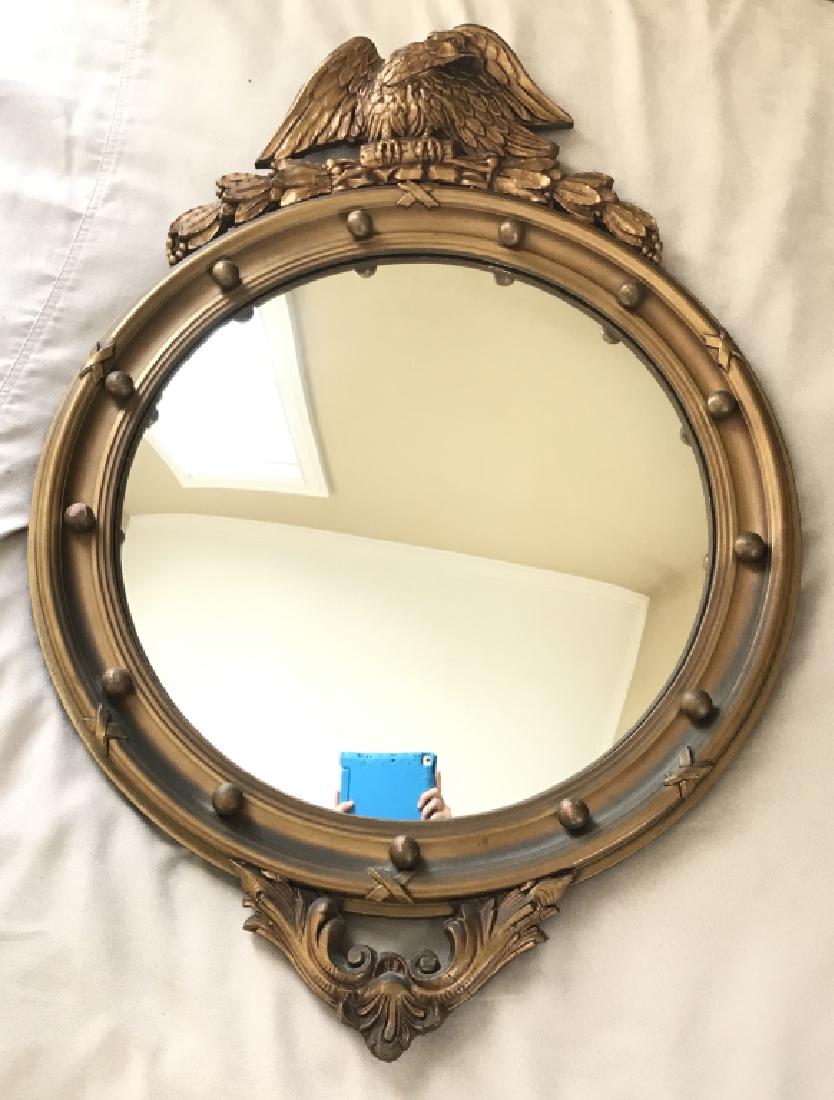 Regency Style Gold Toned Convex Accent Mirror (1 of 8)