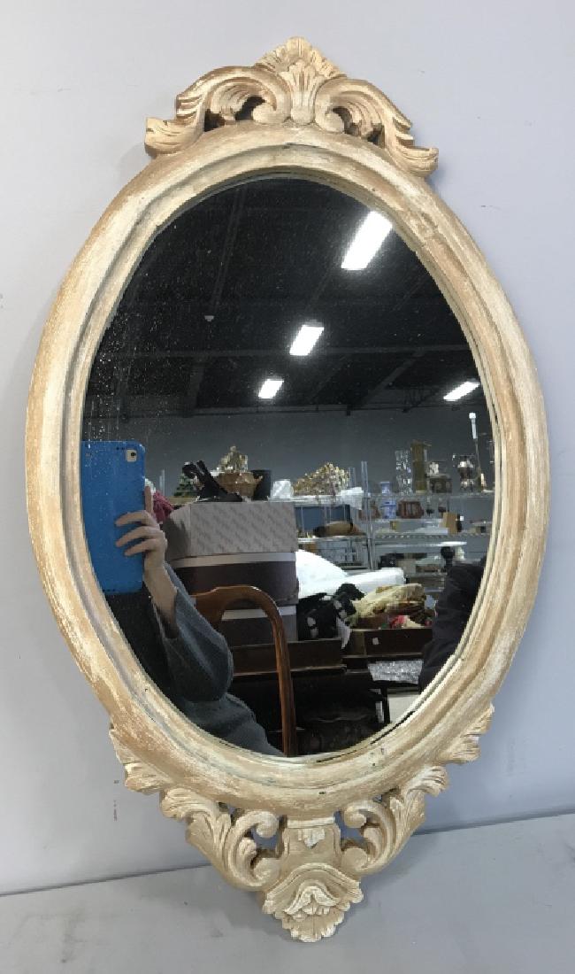 Carved Hand Painted Oval Accent Mirror (1 of 8)