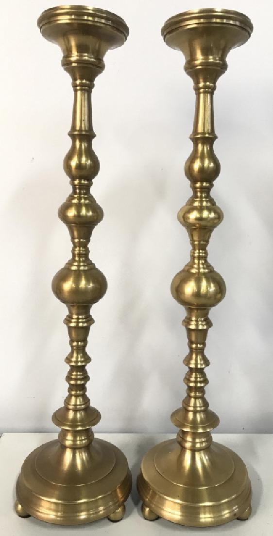 Pair Gold Toned Brass Candlesticks (1 of 7)