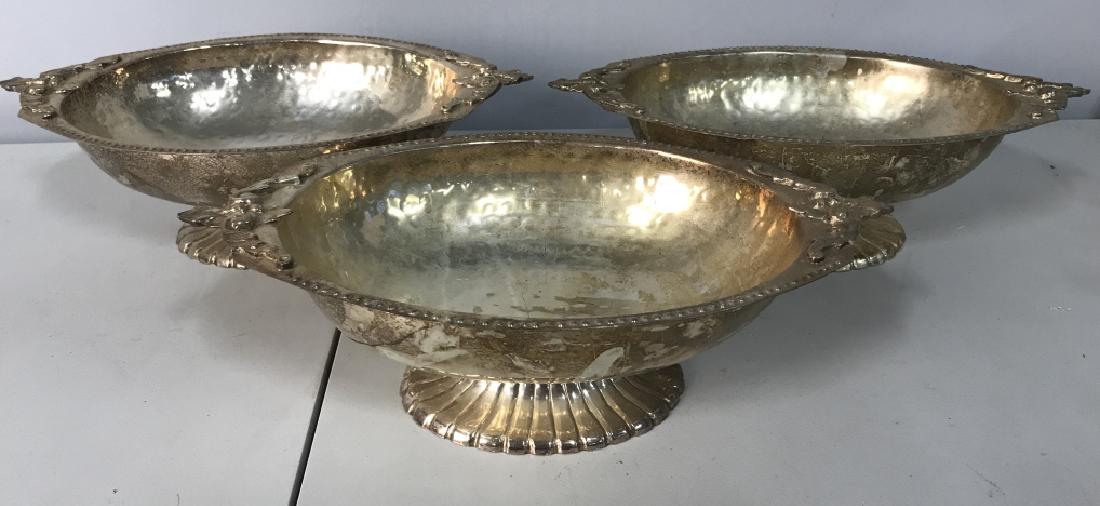 Lot 3 Silver Toned Oval Shaped Pedestaled Bowls (1 of 6)