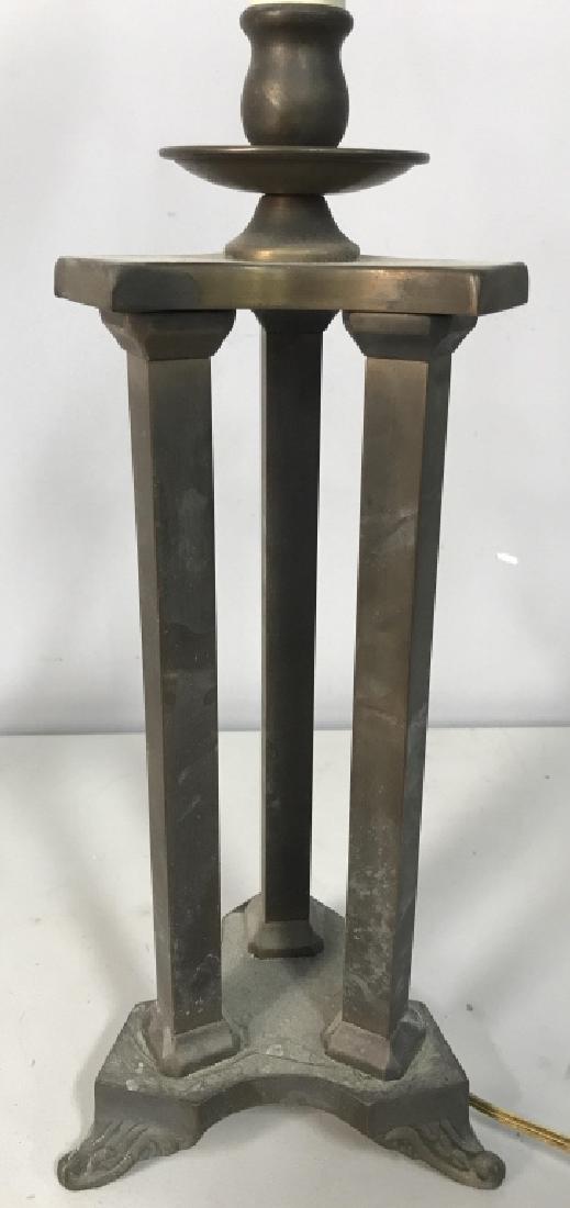 Dark Gold Toned Poss Brass Footed Lamp (1 of 6)