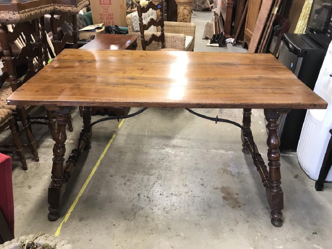 Vintage Wooden Refectory Style Table W Turned Legs (1 of 9)