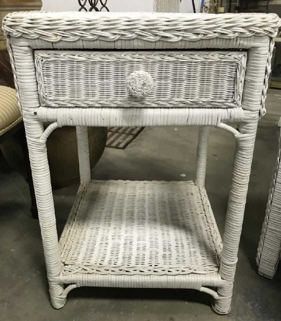 White Toned Wicker Side Table W Drawer (1 of 7)