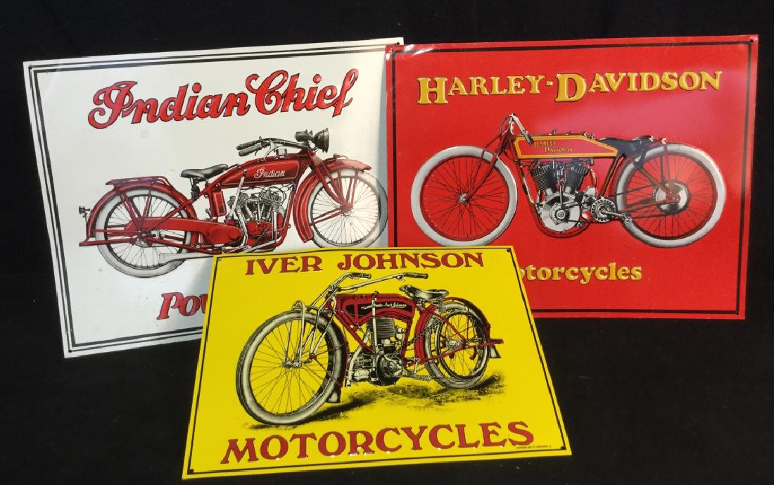 Lot 3 Vintage Style Metal Motorcycle Ads (1 of 8)