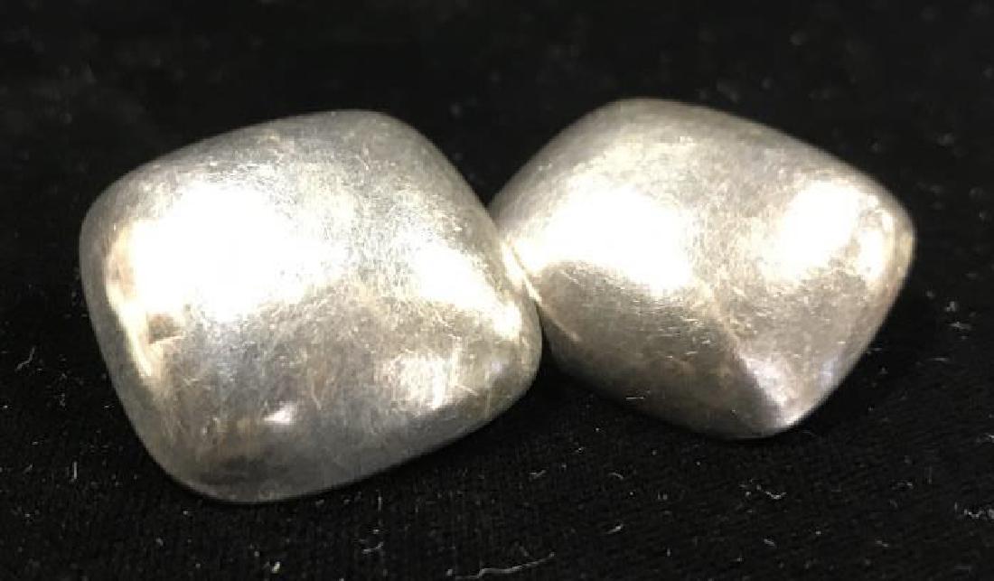 Pair Vintage Sterling Silver Earrings: Soft edged square cube form earrings, marked for Sterling Silver, each measures app 1.5 inches square, Ladies Fashion jewelry, estate jewelry, vintage jewelry, Sterling Silver Jewelry