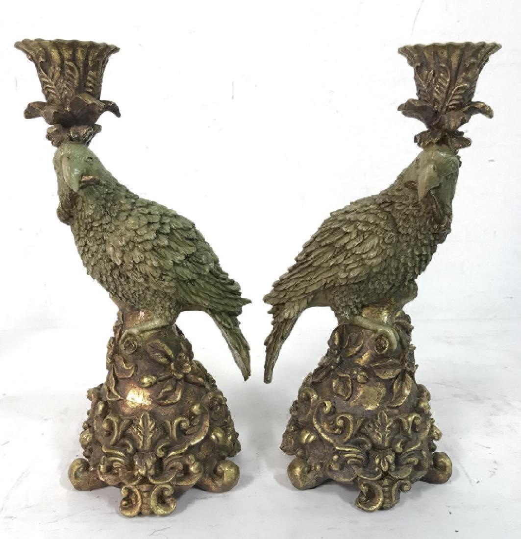Pair DICK HSIAO Carved Composite Bird Candlesticks (1 of 10)