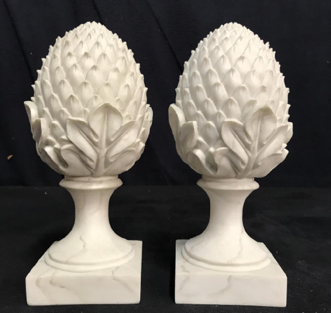 Pair Of Faux Stone Pineapple Finial Statues (1 of 6)