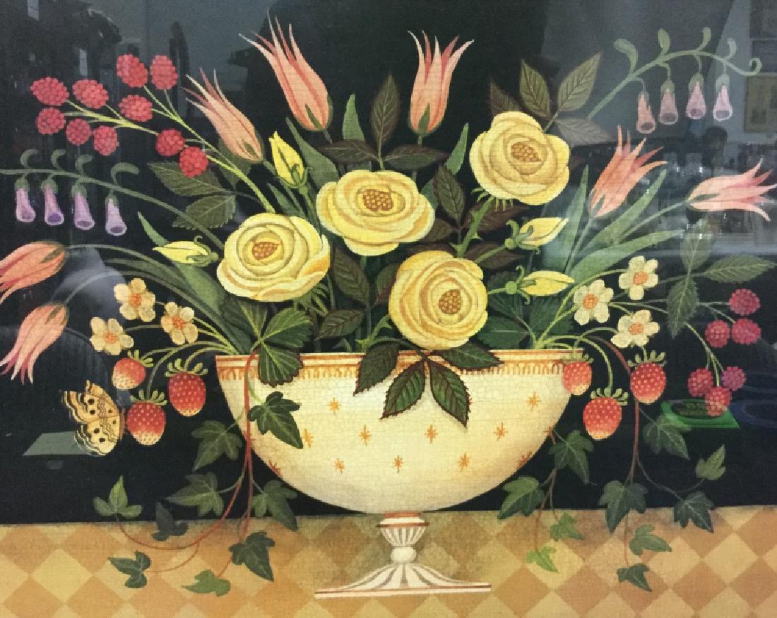 Print Folk Art Style Of Floral Bouquet in Urn (1 of 12)