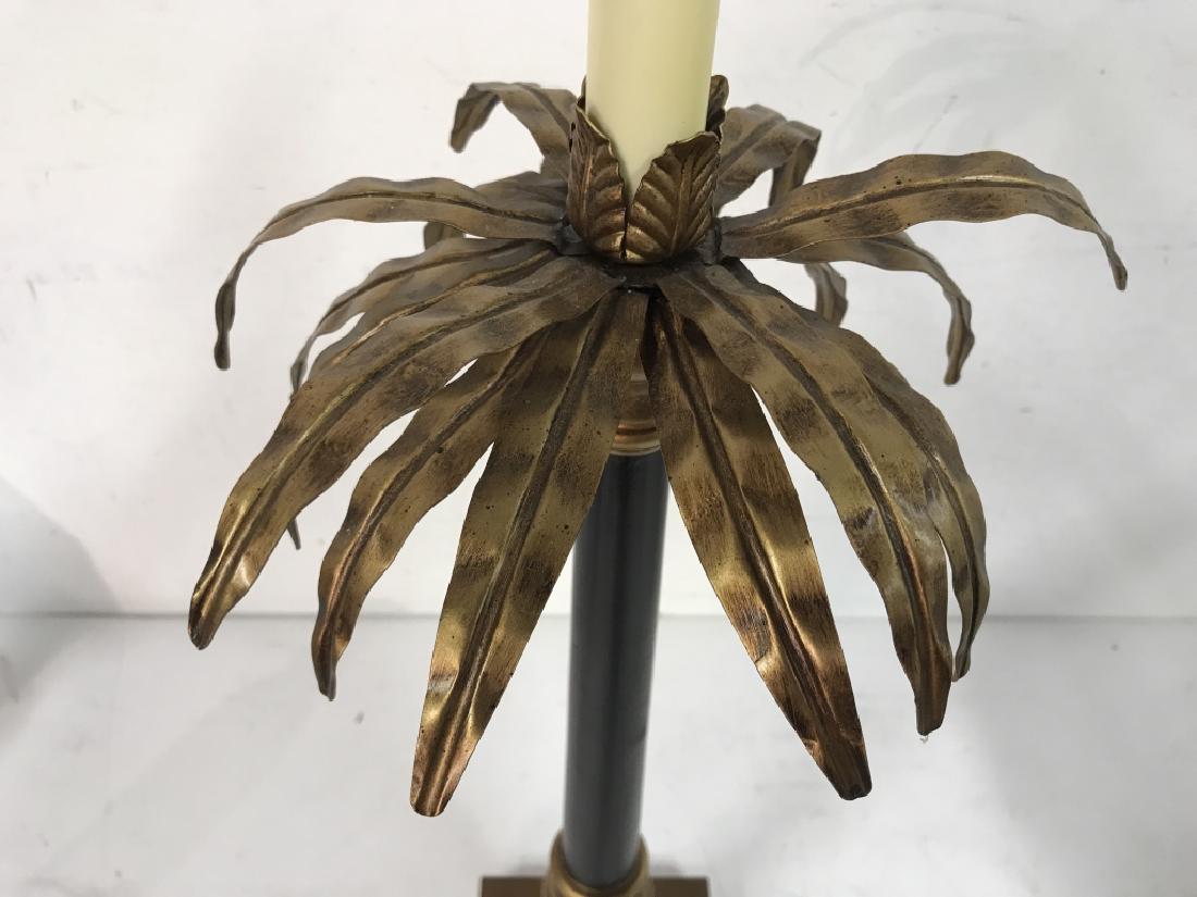 Black & Gold Toned Composite Lamp: Lamp is black and gold toned. Resembles a tree in shape. Lamp includes finial, does not include shade. Measures approx 35 inches tall 9 inches wide. Home lighting, home accessory, home decoration.