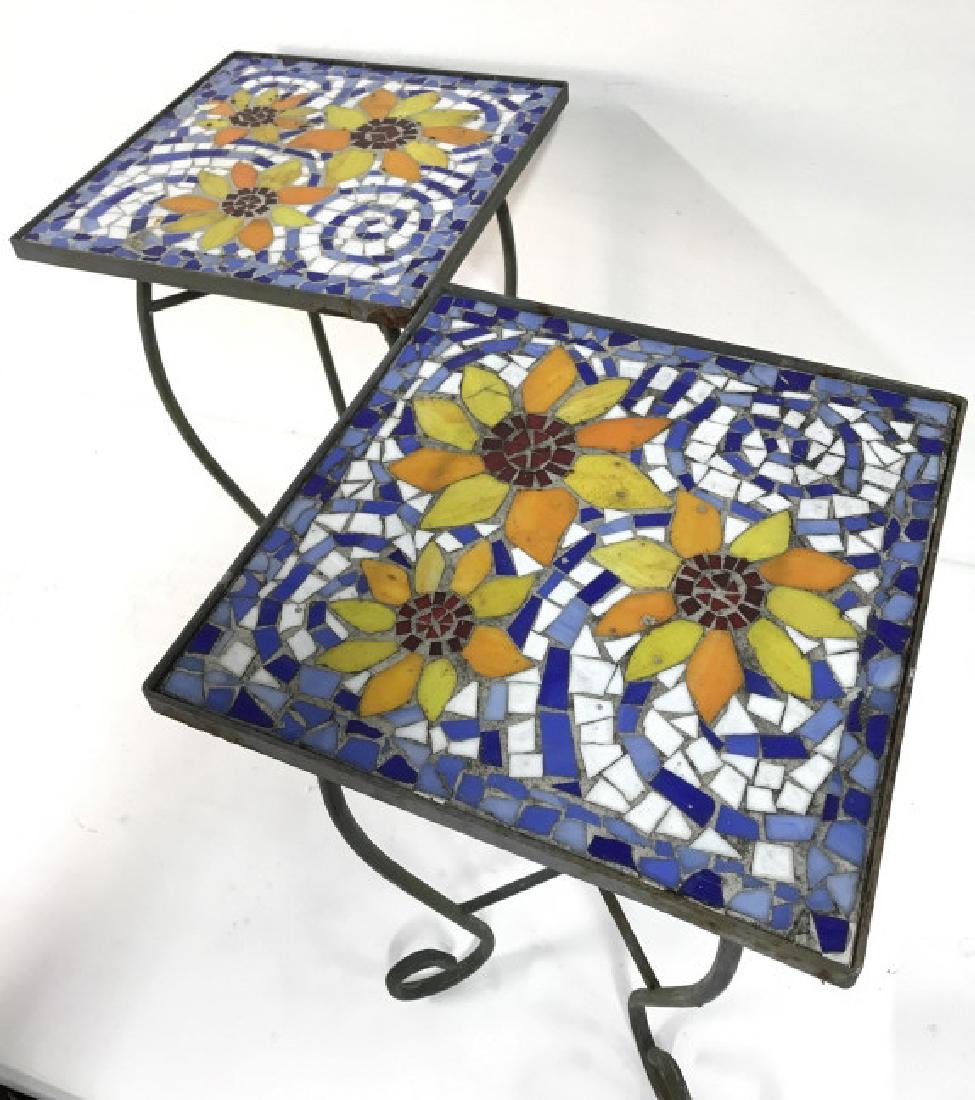 Pair Mosaic & Metal Side Tables (1 of 7)