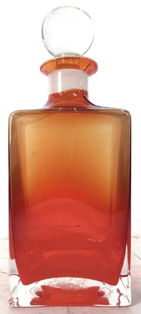Red Toned Art Glass Decanter W Stopper (1 of 7)