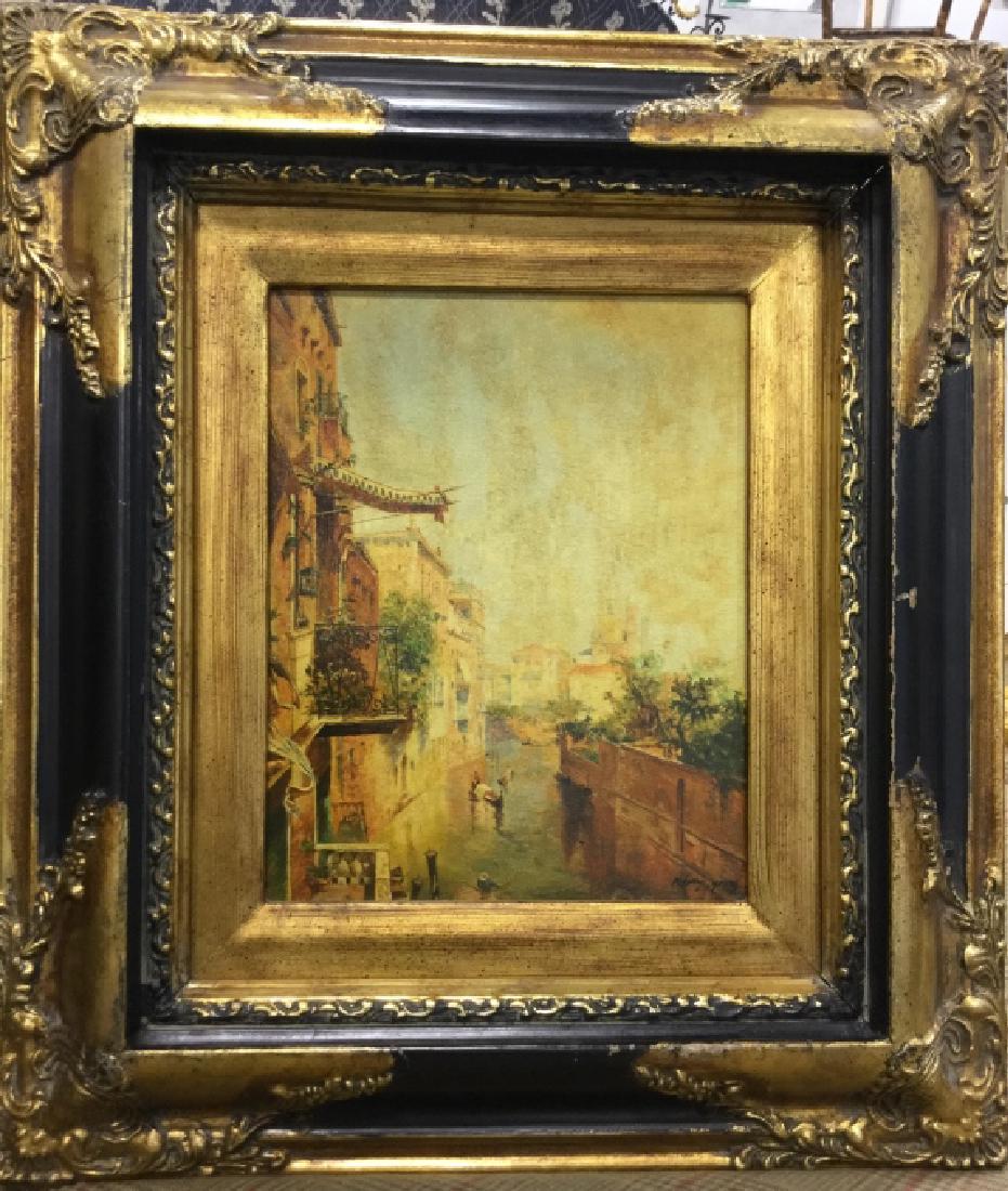 Ornately Framed Textured Print, Venetian Canal (1 of 7)