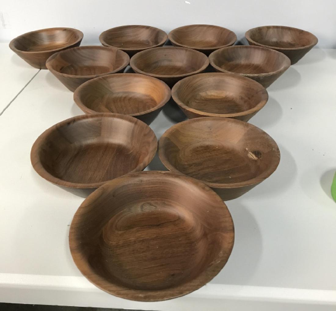 Set 12 Teak Salad Bowls (1 of 7)
