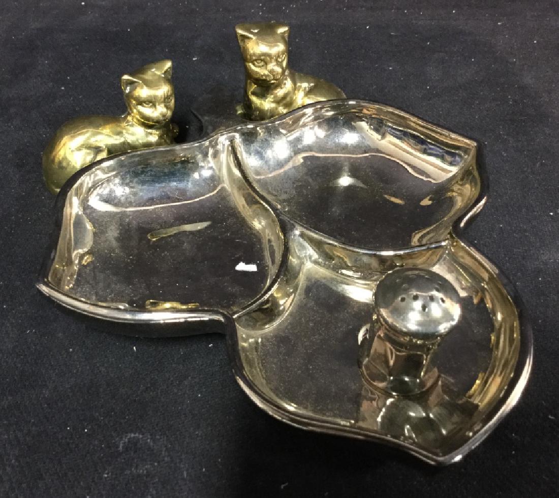 Group Lot Silver tone Candy Dish, brass tone cats (1 of 15)