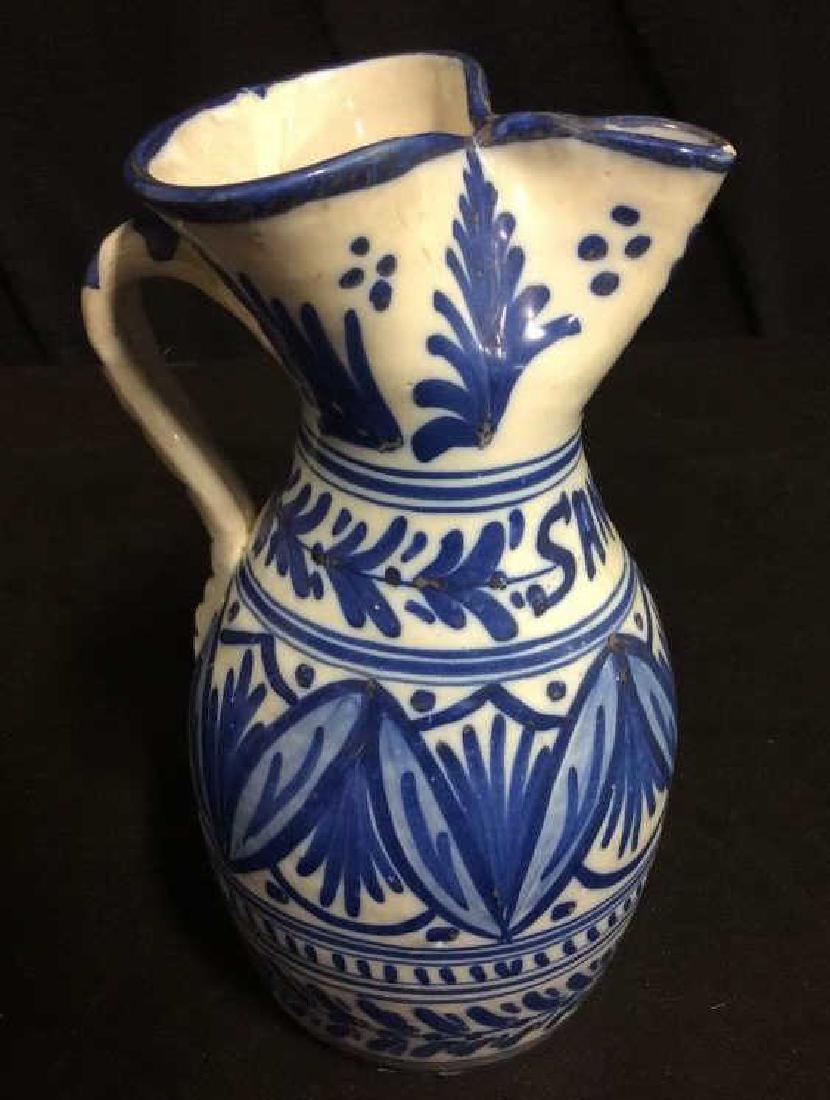 Handmade Ceramic Bleu And White Pitcher, Signed (1 of 7)