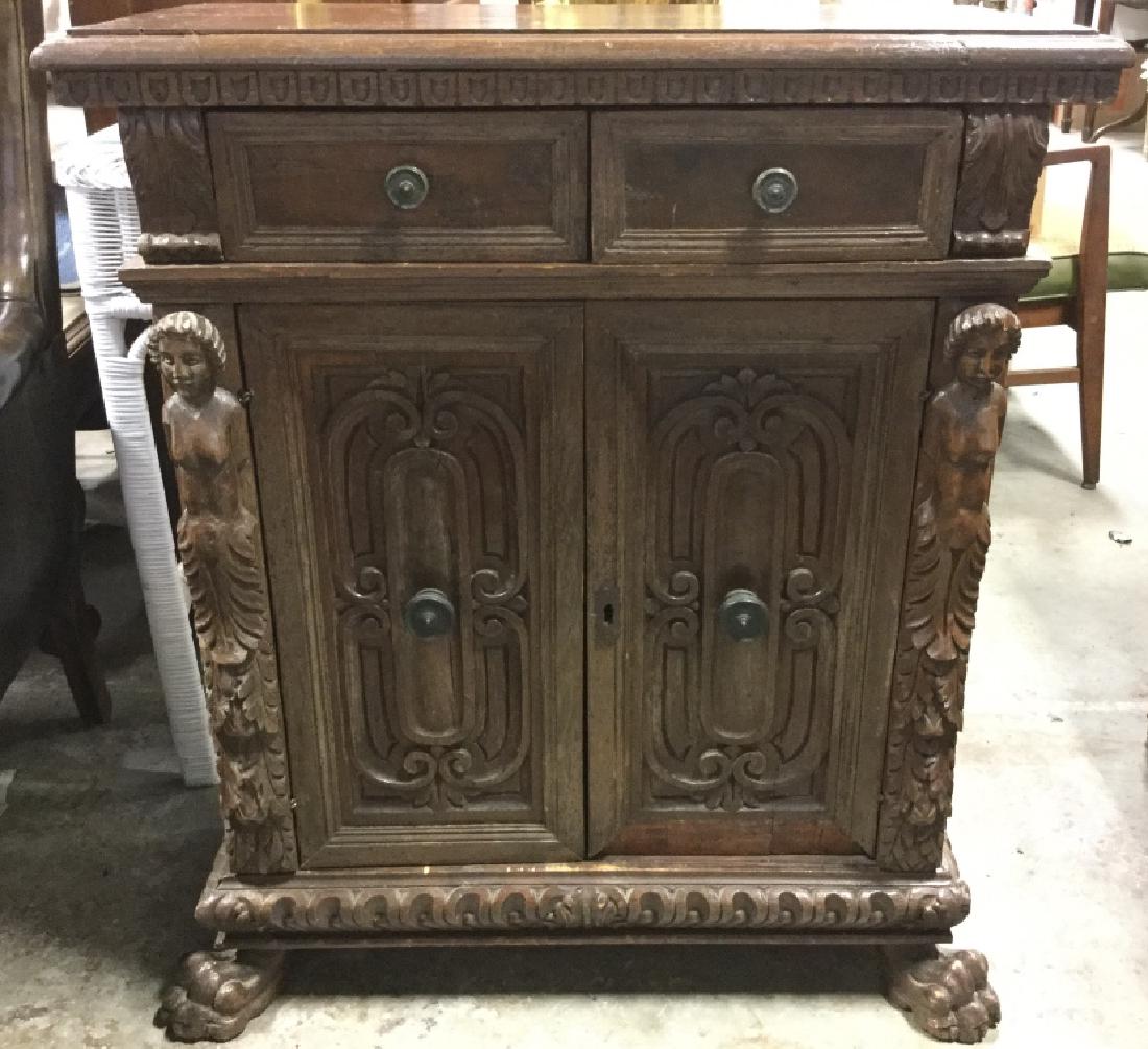 Antique Carved Wooden Commode w Nudes (1 of 8)