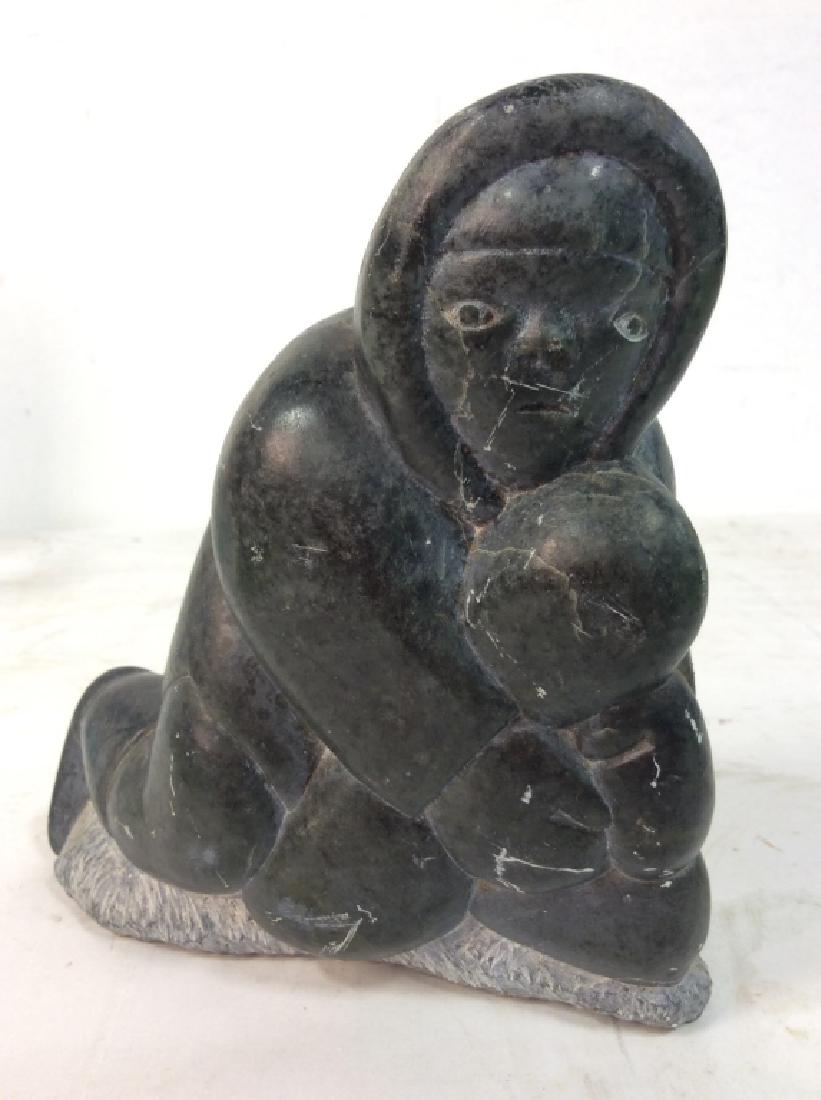 Carved Stone Eskimo Figural, Signed (1 of 8)