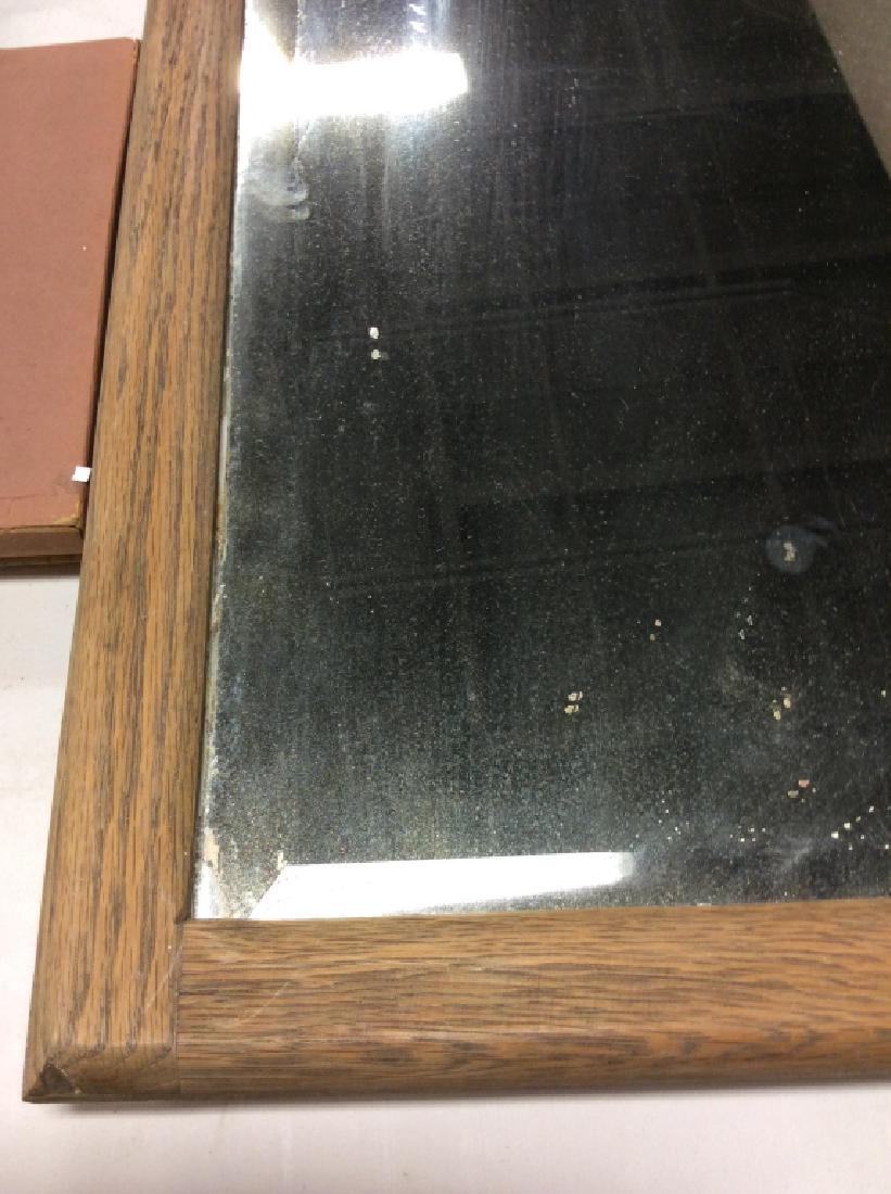 Antique Oak Framed Beveled Mirror (1 of 5)