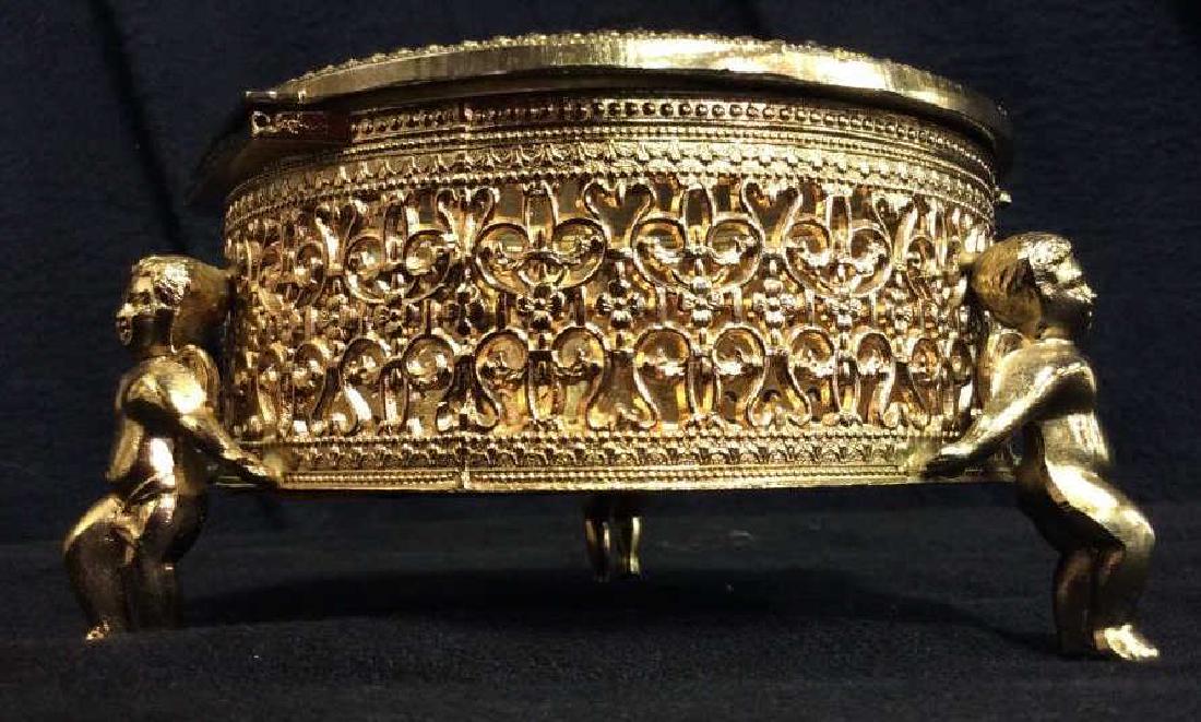 Gold Tone Metallic & Glass Cherub Keepsake Box (1 of 11)