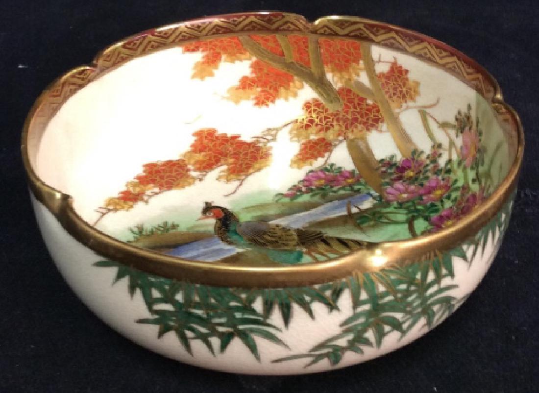 Asian Painted Porcelain Peacock Bowl (1 of 8)