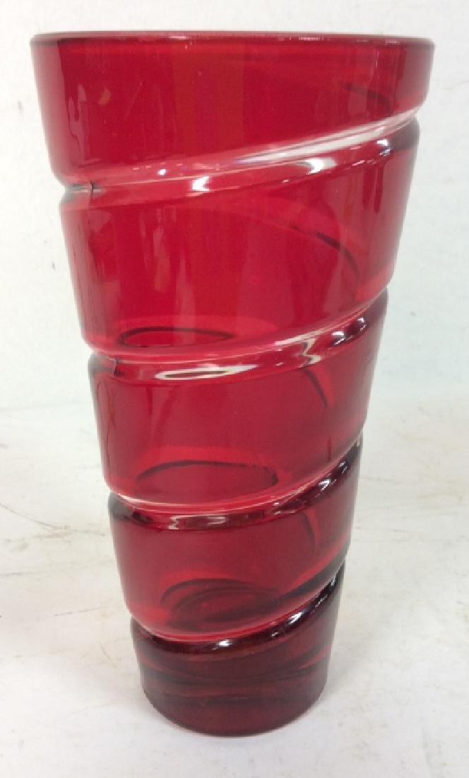 Red Art Glass Swirl Vase (1 of 7)
