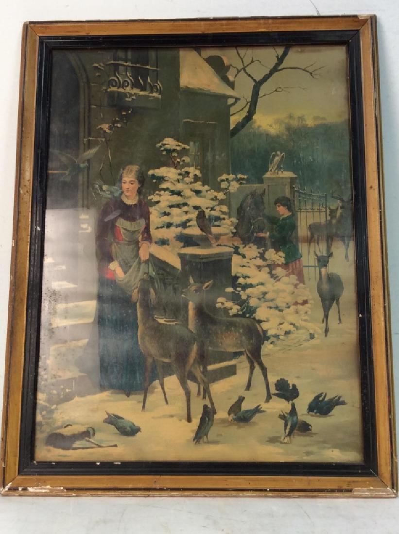 Framed Vintage Printed Poster Of Winter Scene (1 of 7)