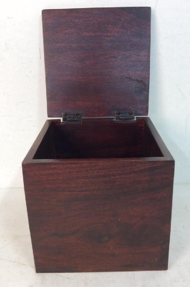 Dark Wooden Square Box W Hinged Lid (1 of 10)