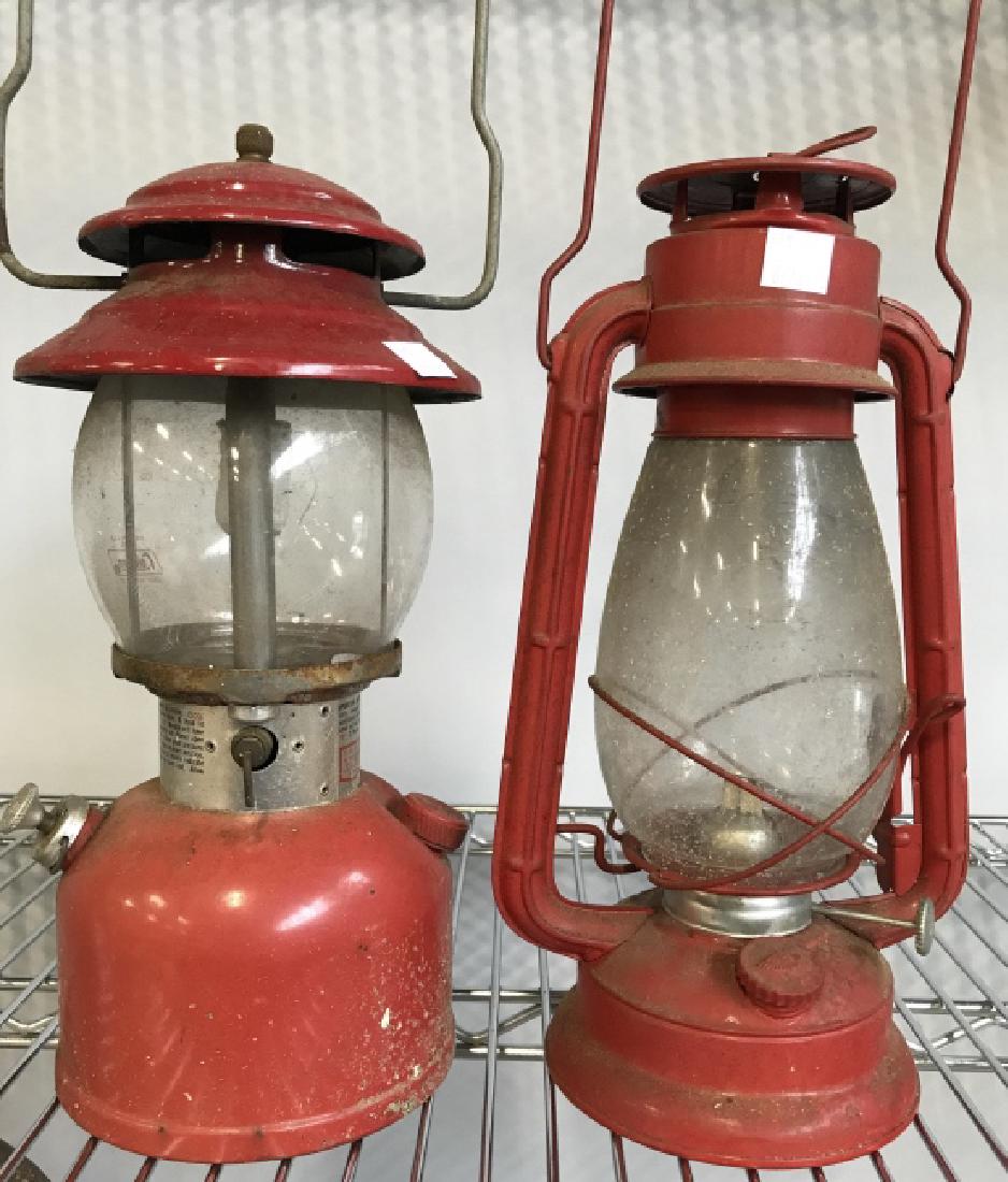 Pair Vintage Red Metal And Glass Lanterns (1 of 9)